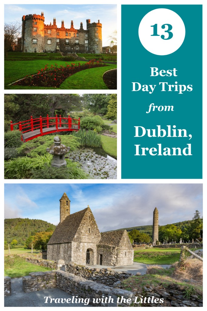 Pin image for post-best day trips from Dublin Ireland.  Two photos-one of sugarloaf mountain in the Wicklow Mountains.  The other of Avoca Mill in Avoca Village, Co. Wicklow.